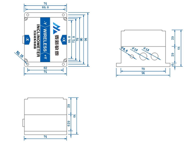 inclination sensors Dimensions